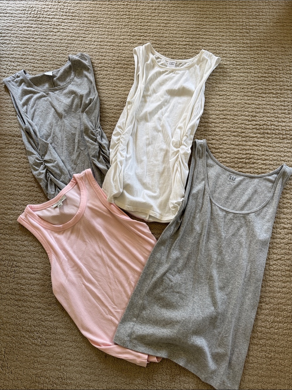 Melrose and Market Ribbed Pink & Neutral Tank Tops Set Bundle of 4